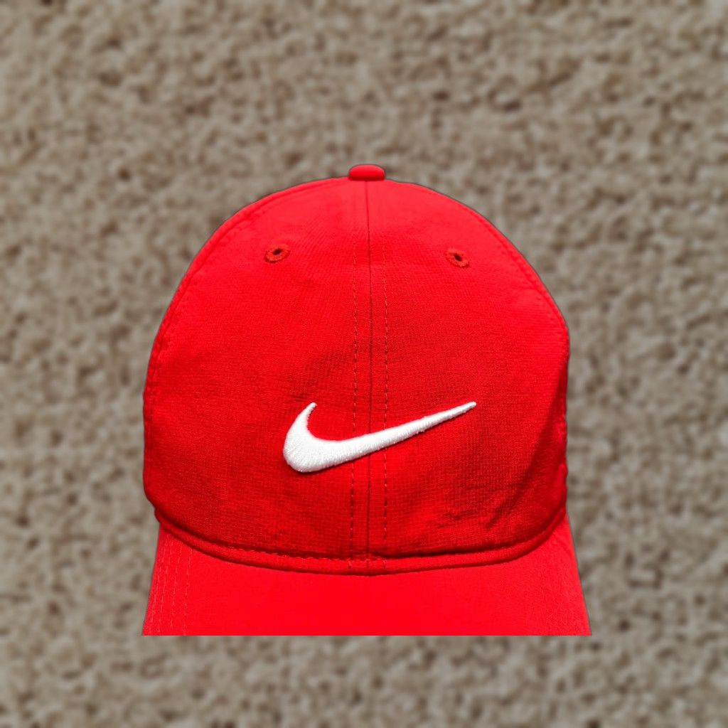 Nike Nike Hat Cap Strap Back Adult One Size Red Polyester Golf Hat Cap Nike Size ONE SIZE - 1 Thumbnail