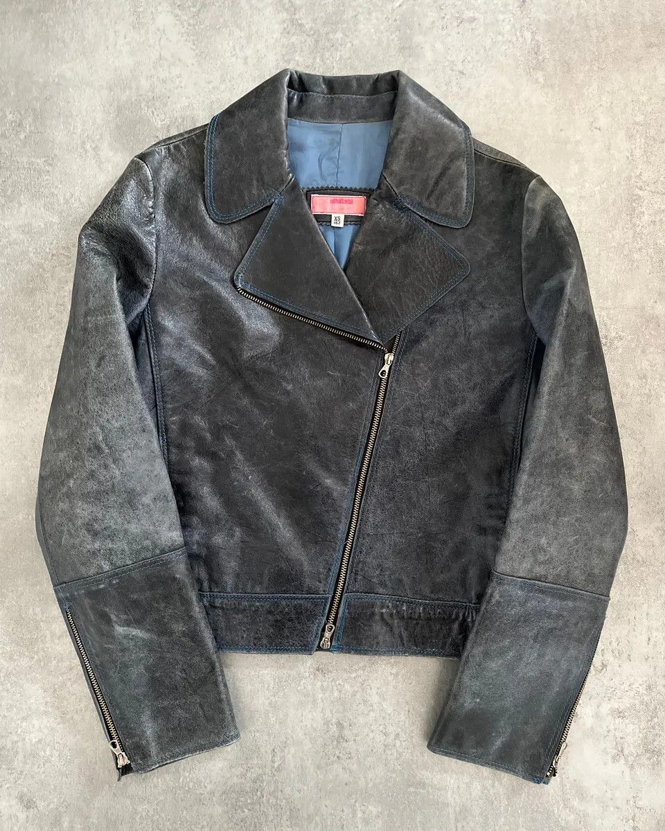 Roberto Cavalli × Vintage AW2001 Roberto Cavalli Blue Faded Biker Jacket Size S / US 4 / IT 40 - 2 Thumbnail