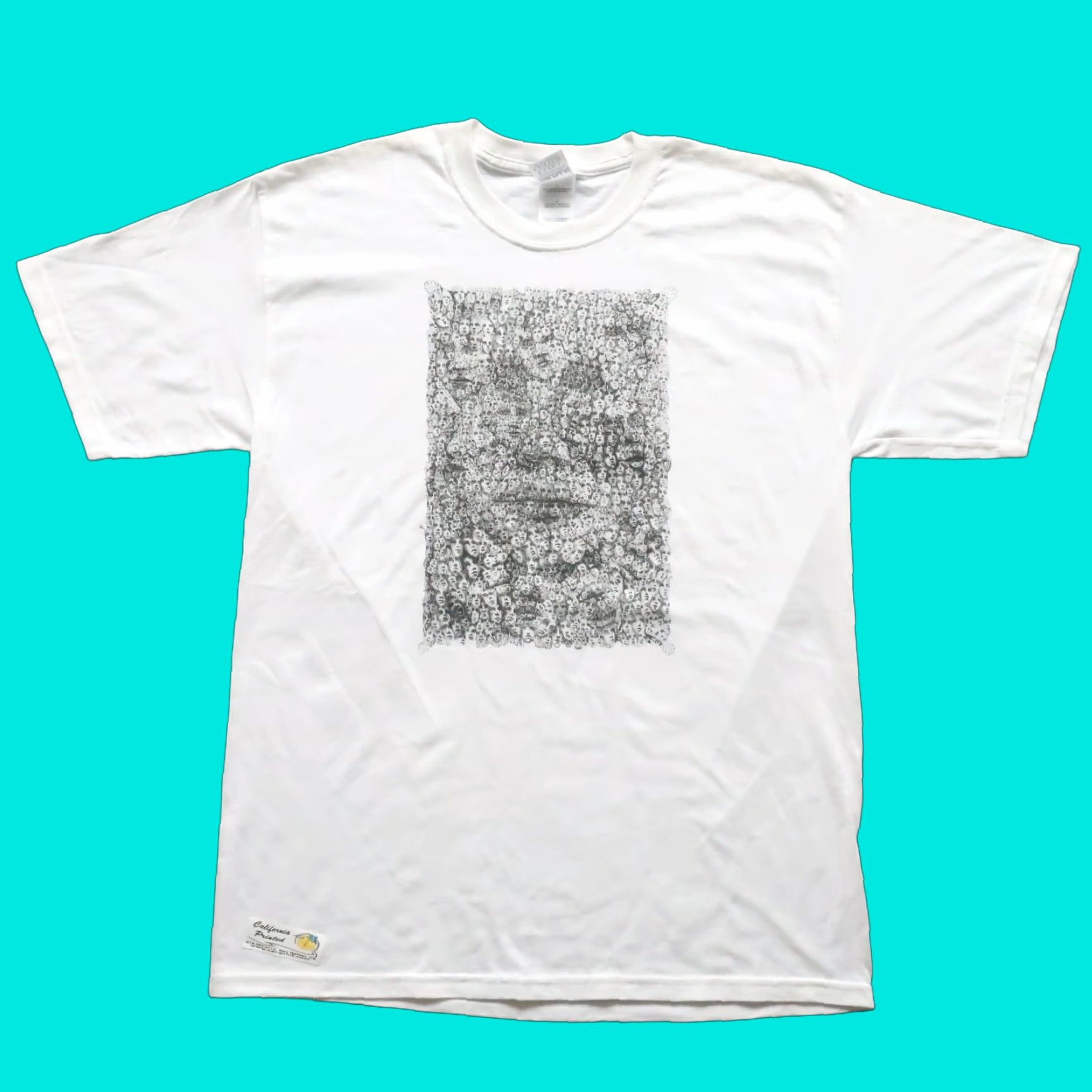 Gildan Vintage Gildan T-Shirt Large White Deadstock Many Faces Acid Tshirt Mens XS? Size US L / EU 52-54 / 3 - 1 Thumbnail