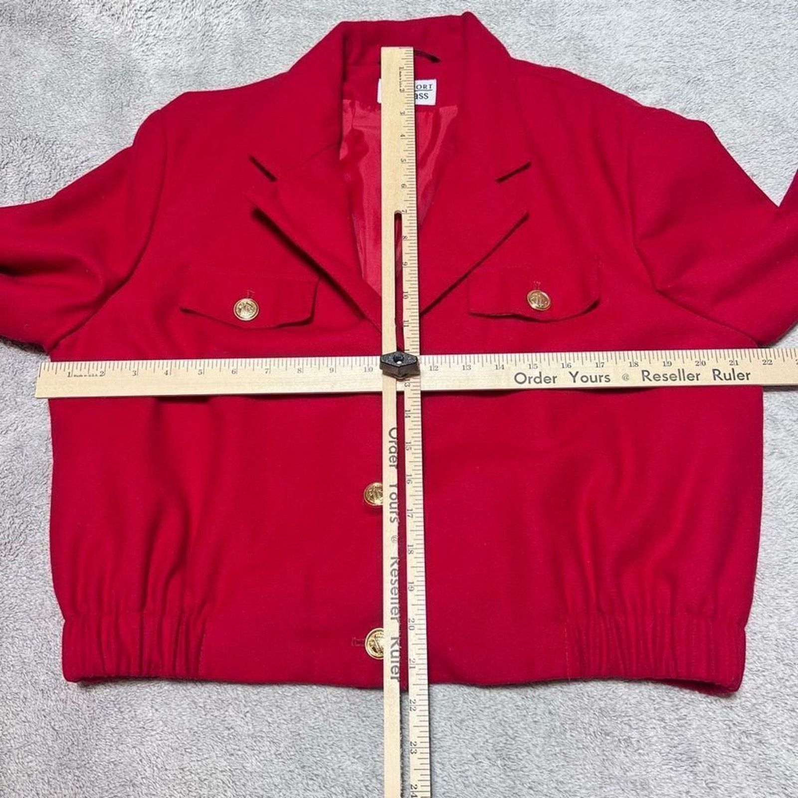 Bill Blass VTG bill blass Red Cropped Bomber Jacket Gold Buttons Size XL / US 12-14 / IT 48-50 - 8 Thumbnail