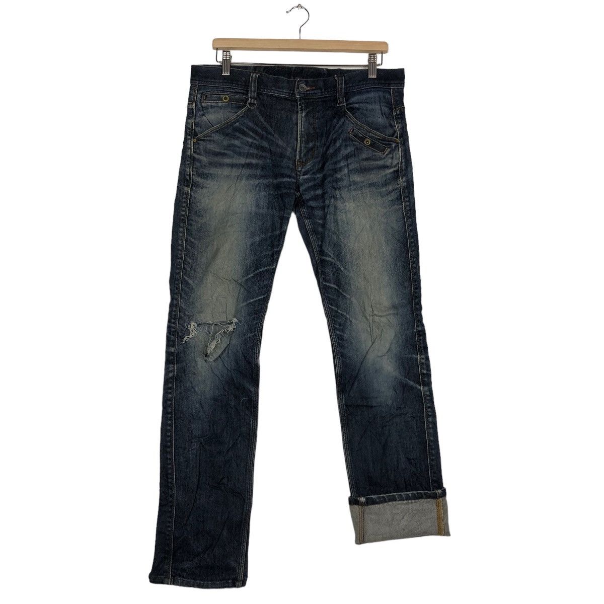 Issey Miyake 🔥RARE DISTRESSED DENIM JEANS NICOLE CLUB ISSEY MIYAKE Size US 33 - 11 Thumbnail