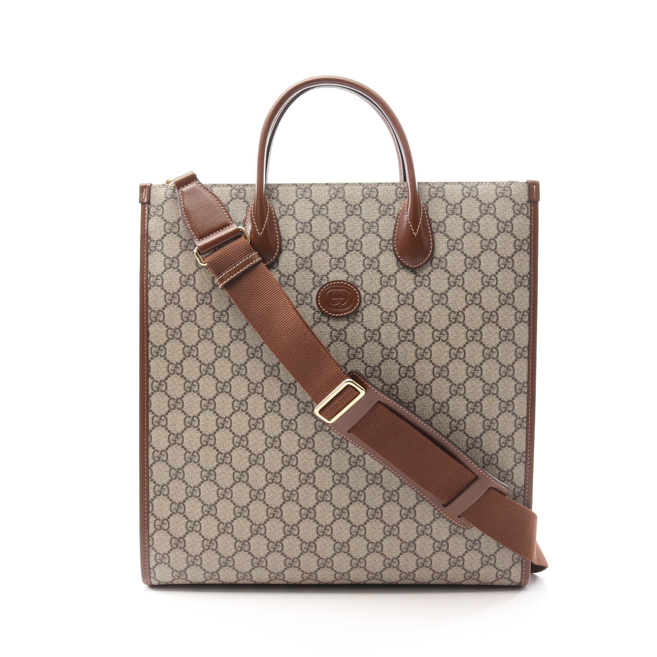 Gucci Gucci Interlocking G Medium Tote Gg Supreme Handbag Bag Leather Beige Brown Size ONE SIZE - 1 Thumbnail