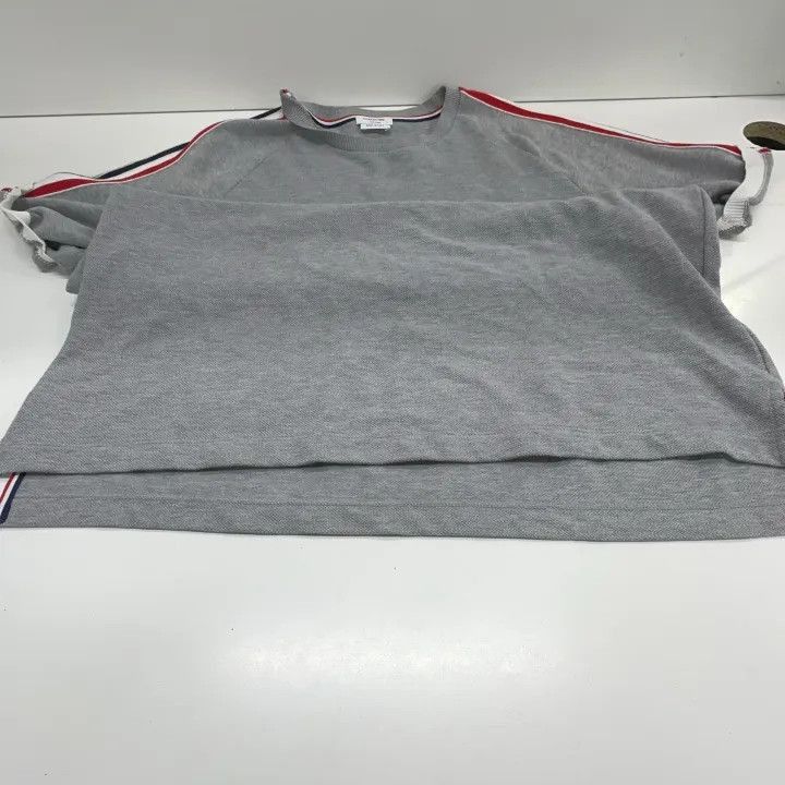 Thom Browne Thom Browne Gray Stripe Short Sleeve Polo -2507 Size US M / EU 48-50 / 2 - 3 Thumbnail