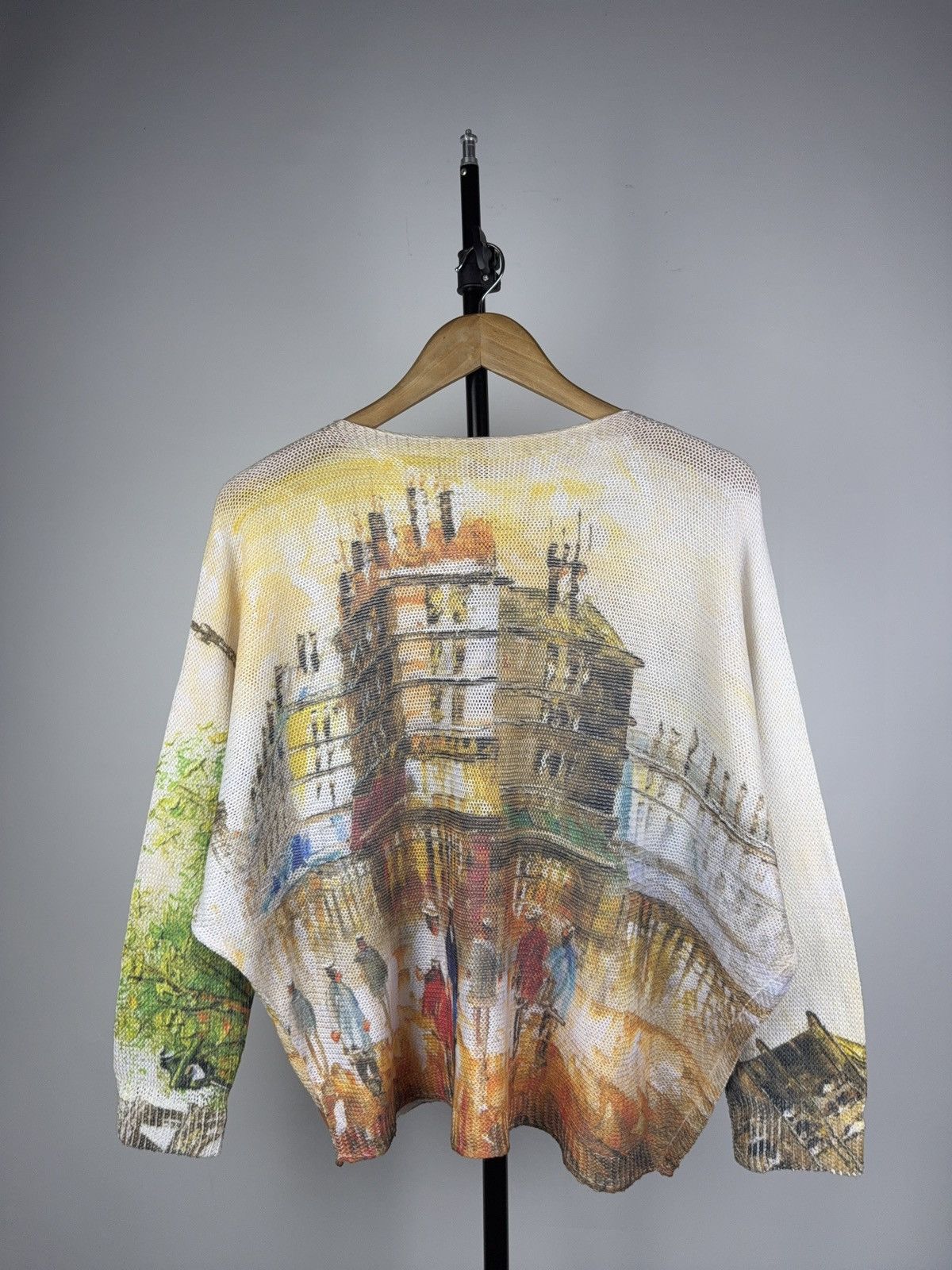 Japanese Brand Vintage 90s Avant Garde Retro Paris Print knitted sweater Size M / US 6-8 / IT 42-44 - 6 Thumbnail