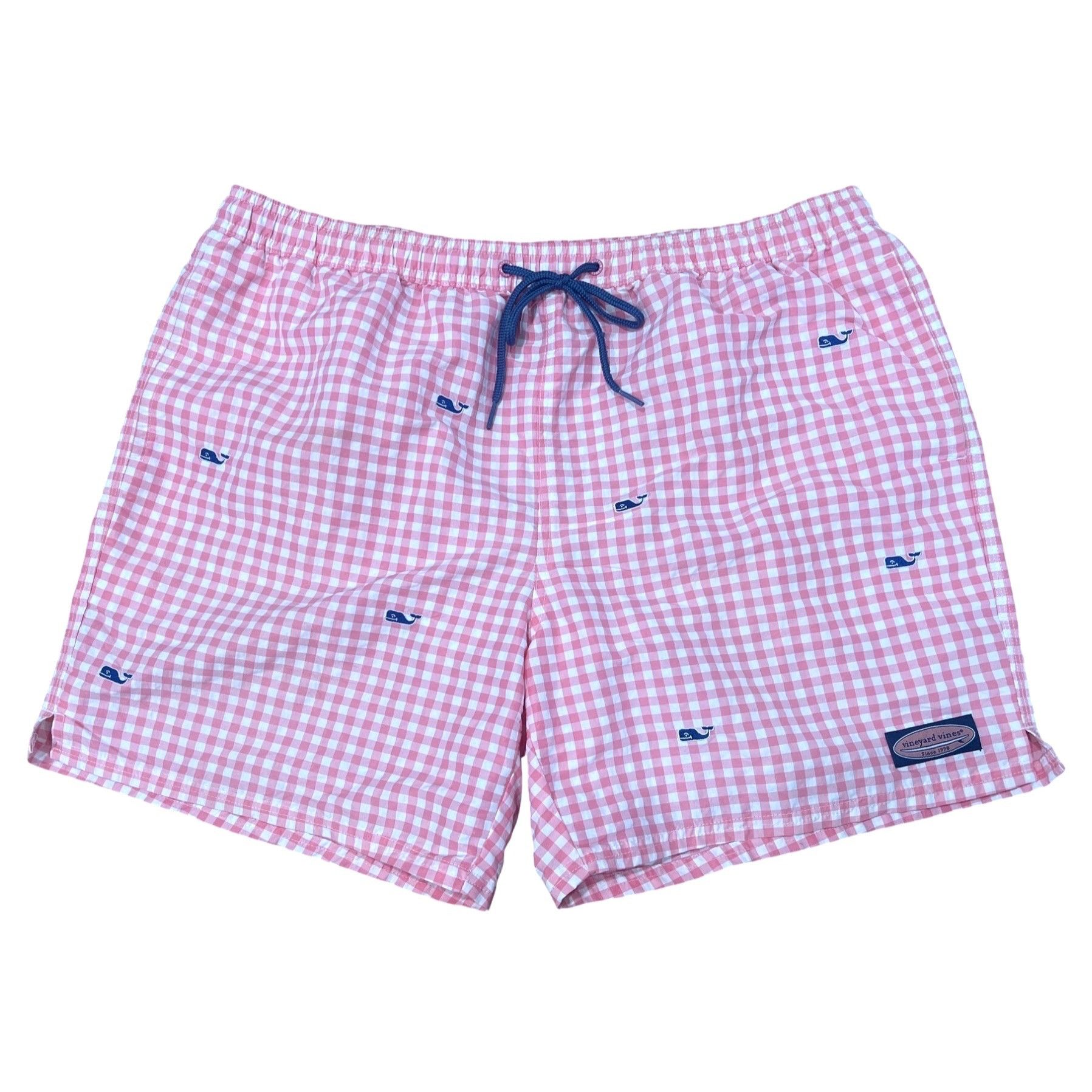 Vineyard Vines Vineyard Vines Mens XL Red & White Gingham Whale Print Swim Size US 44 / EU 60 - 1 Thumbnail