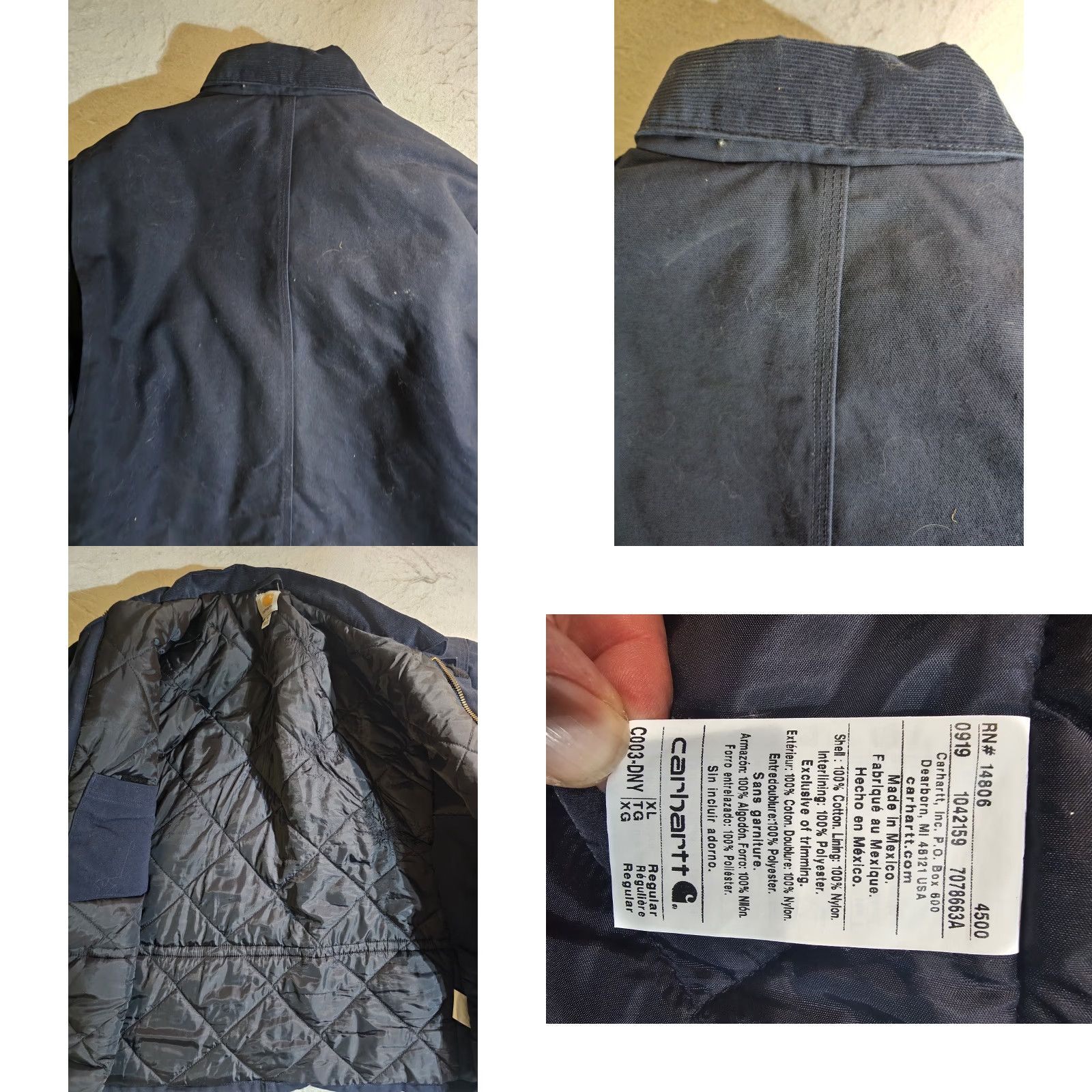 Carhartt Carhartt C003 DNY Quilted Lined Jacket Navy Blue Work Canvas Barn Coat Mens XL Size US XL / EU 56 / 4 - 8 Thumbnail