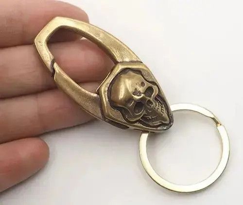 Jewelry Metal Brass Skull Face Keychain Size ONE SIZE - 1 Thumbnail
