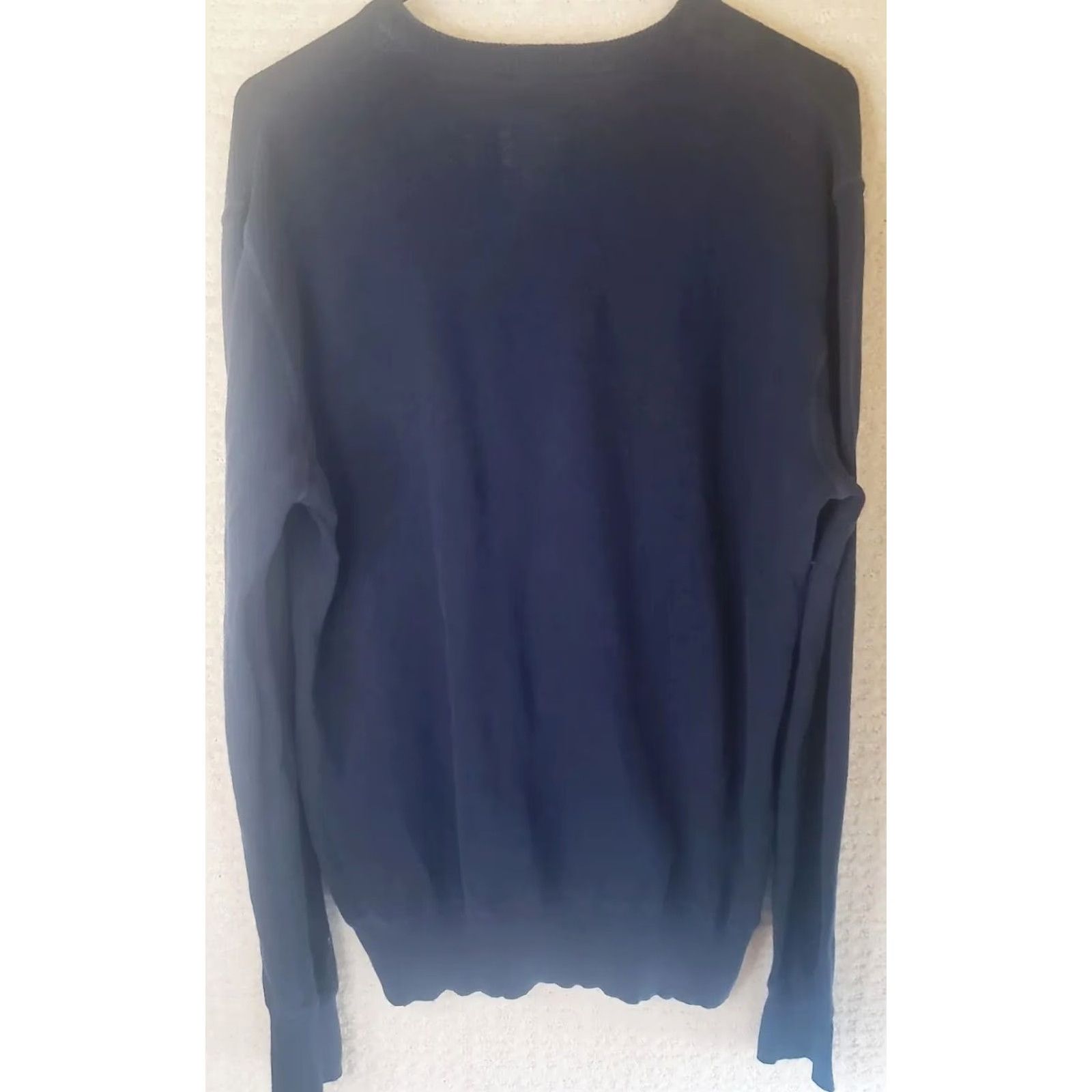 Denime Life After Denim Navy Blue V-Neck Pullover Sweater L Cotton Men Shirt/ Sweater Size US L / EU 52-54 / 3 - 6 Thumbnail