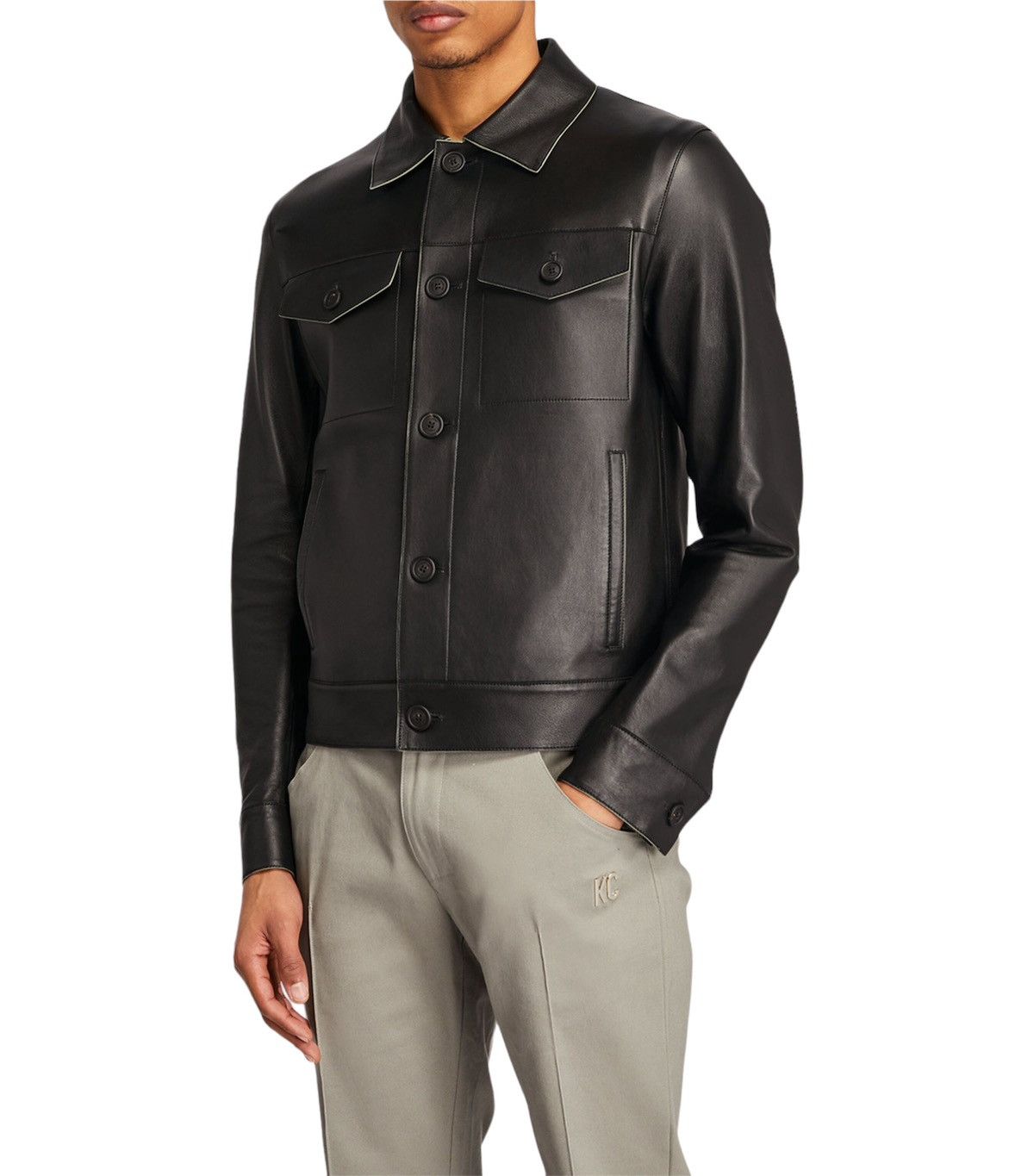 Mackage Mackage Black Leather Trucker Jacket Size US M / EU 48-50 / 2 - 1 Thumbnail