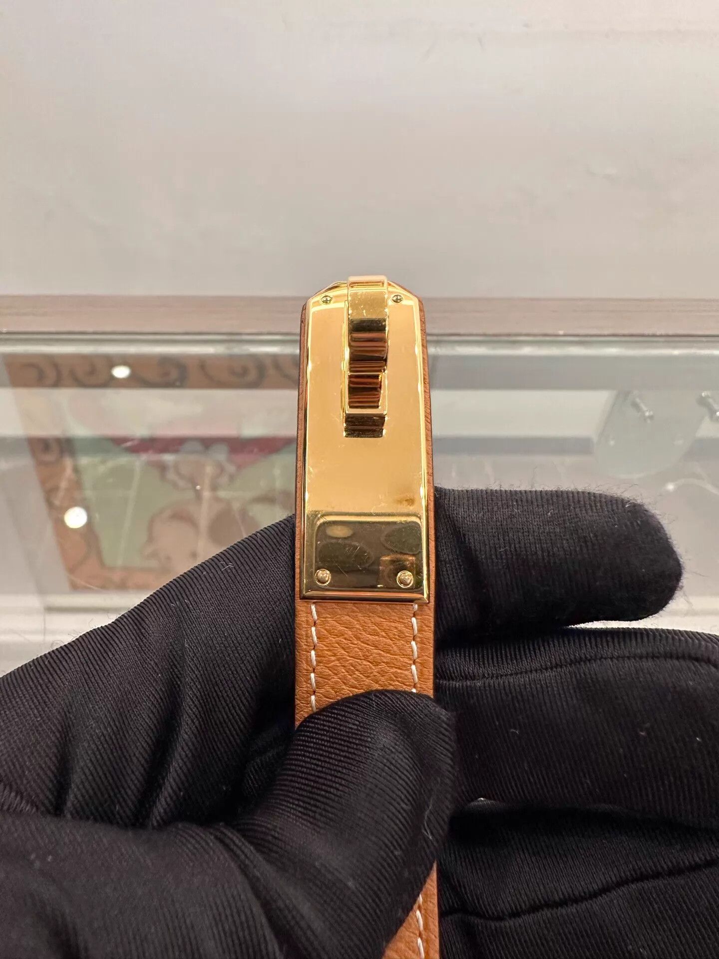 Hermes Hermes Kelly buckle 2cm belt Gold Brown 85 D mint box Size ONE SIZE - 6 Thumbnail