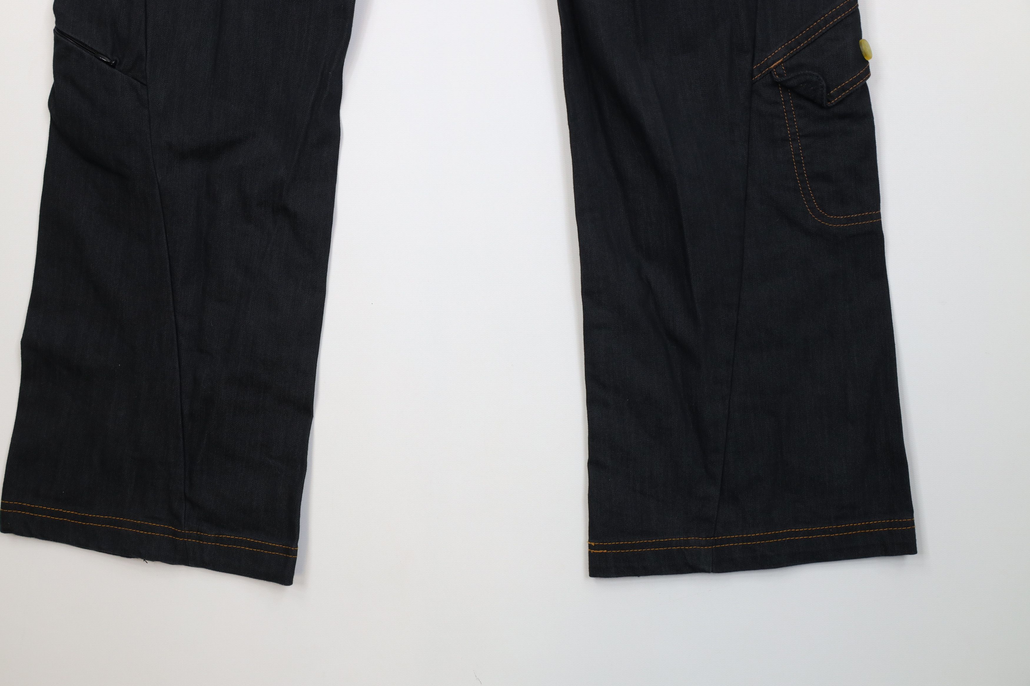 Athleta Faded Flared Wide Leg Denim Cargo Jeans Pants Indigo