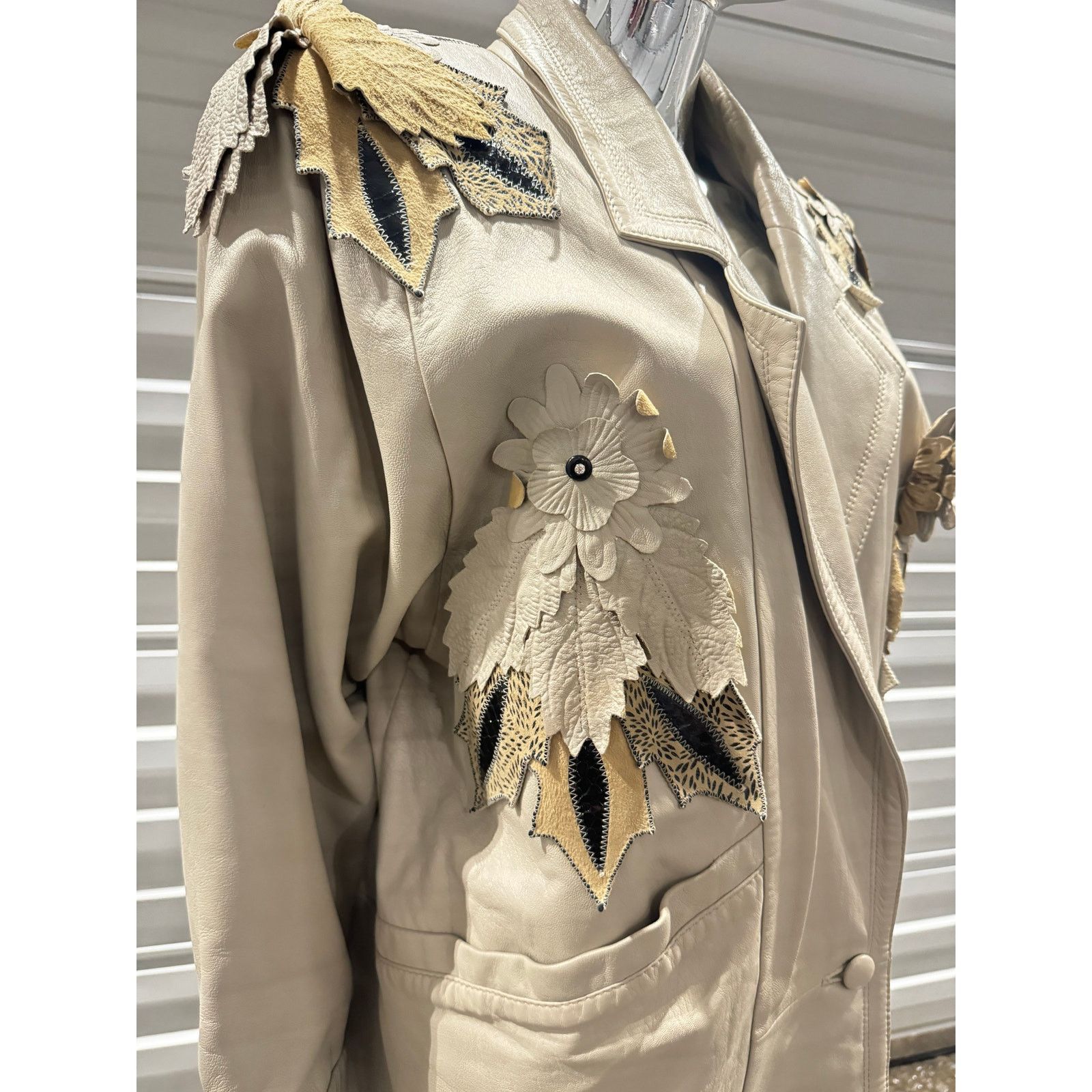 & Other Stories Rare Leather Patch work Coat Size XL / US 12-14 / IT 48-50 - 4 Thumbnail