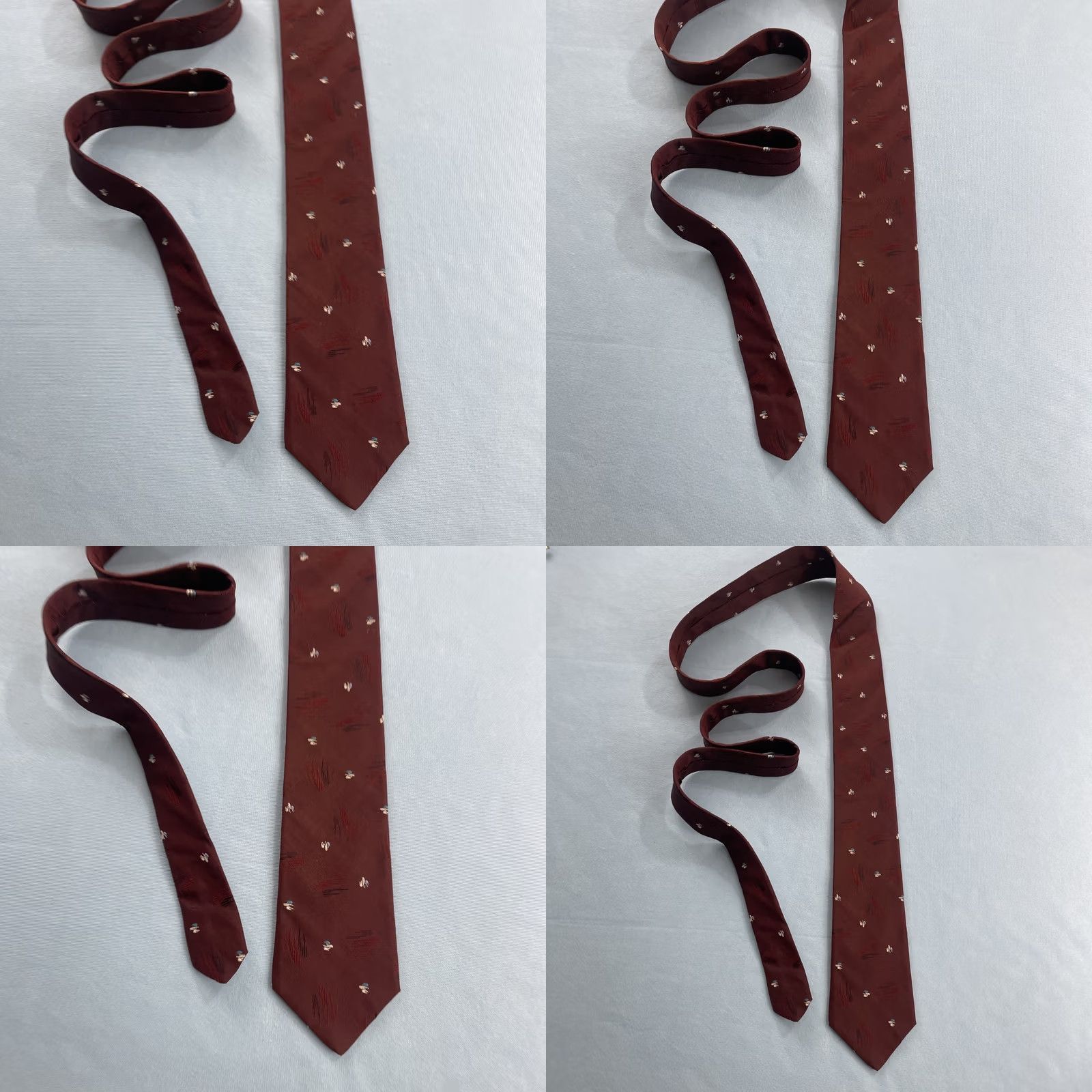 Les Hommes Pour Les Hommes Mervyn's Tie vtg 80s Woven Silk Necktie ArtDeco MCM Dot Red 3x57 Size ONE SIZE - 10 Thumbnail