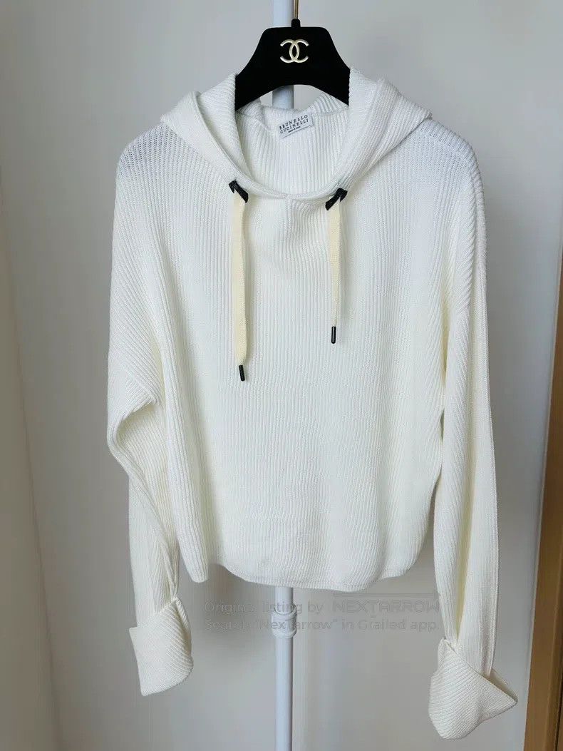 Brunello Cucinelli Brunello Cucinelli Hooded Knit Top Size L / US 10 / IT 46 - 4 Thumbnail