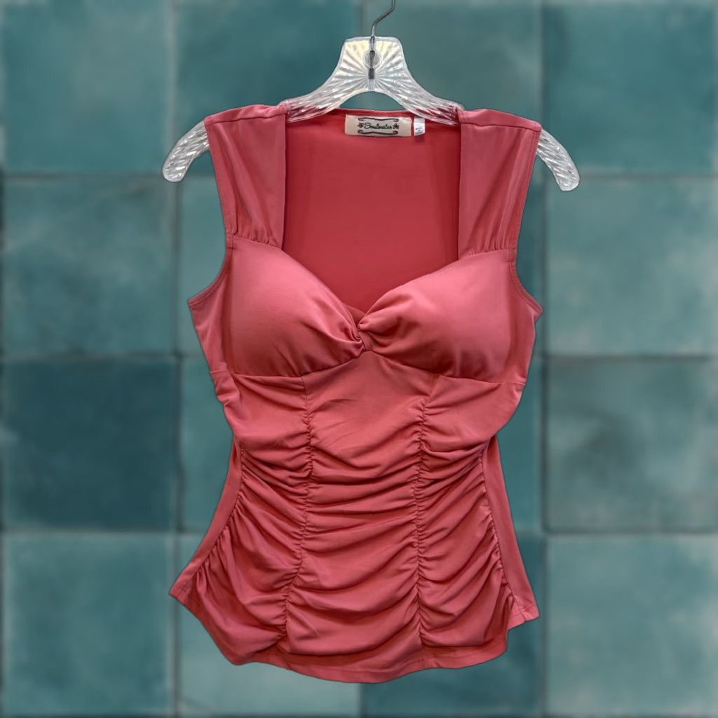 Pinko VINTAGE Soulmates Y2K Top Shirt S Pink Salmon Ruched Padded Boho Grunge Fairy Size S / US 4 / IT 40 - 1 Thumbnail