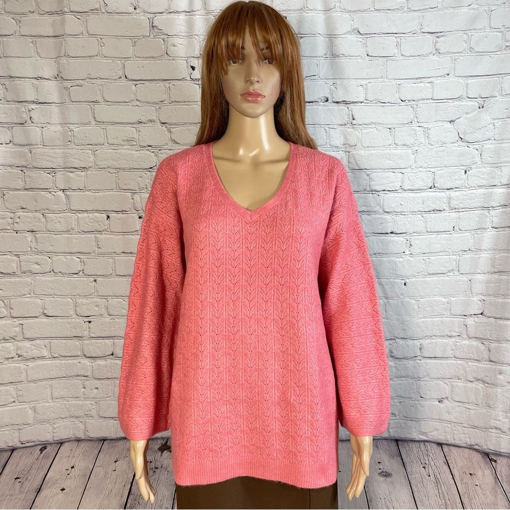 Chicos New Chico's Cable-Knit V-Neck Pink Sweater Size 1 US M Size M / US 6-8 / IT 42-44 - 2 Thumbnail
