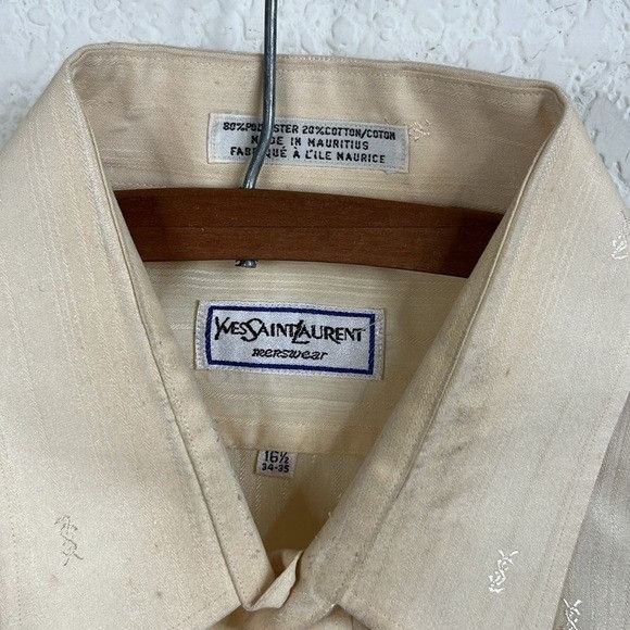 Vintage × Yves Saint Laurent VTG YSL Insertia Logo Button Front Point Collar Shirt Size US XL / EU 56 / 4 - 5 Thumbnail