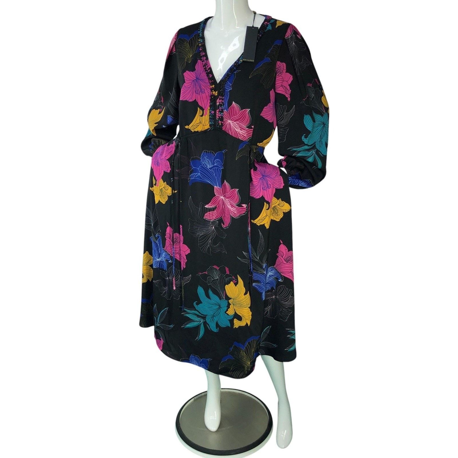 KOBI HALPERIN Kobi Halperin Dress M Black Multi Floral Alexi Long Sleeve Size M / US 6-8 / IT 42-44 - 1 Thumbnail