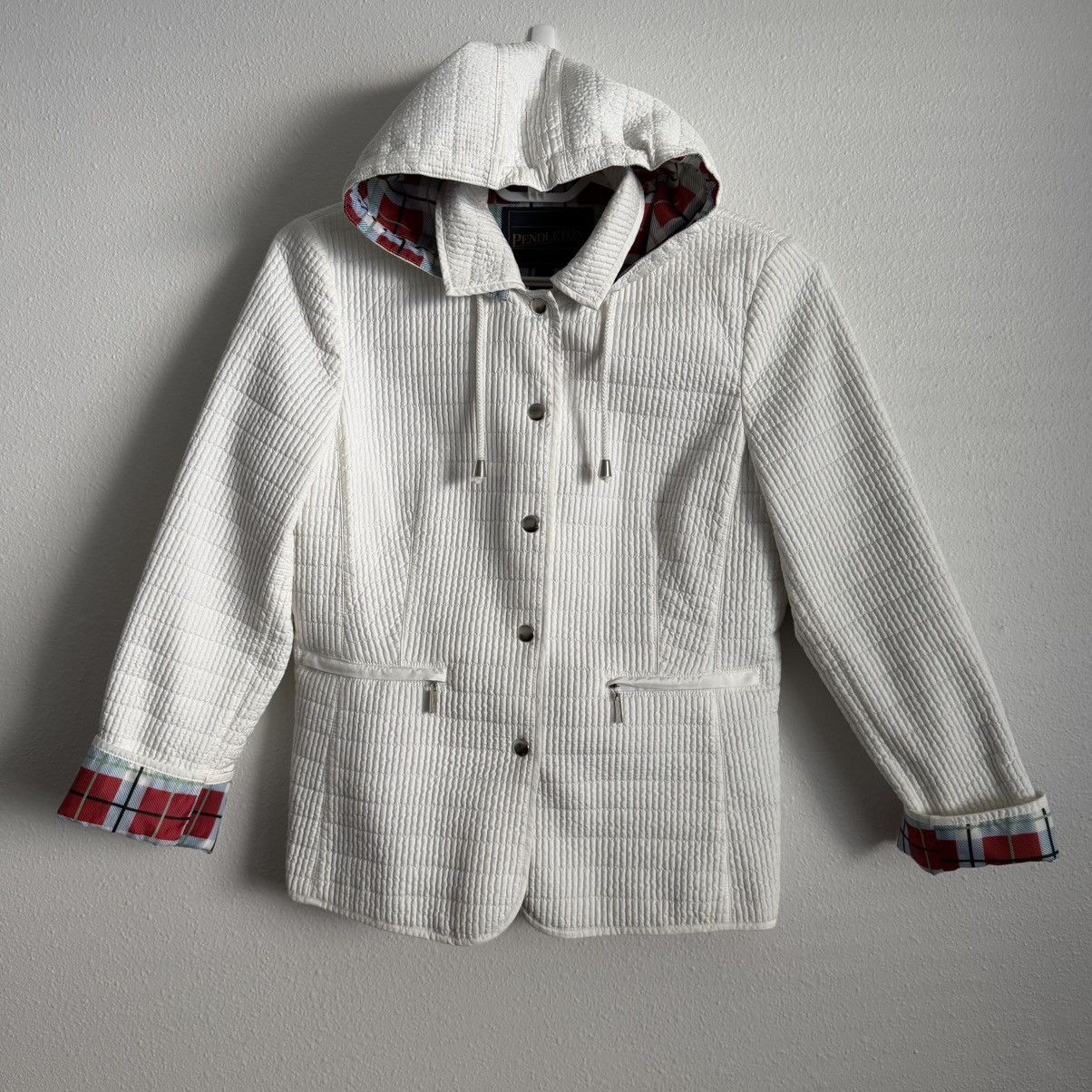 Pendleton Pendleton Womens Small White Hooded Jacket Coat Button Front Size S / US 4 / IT 40 - 2 Thumbnail