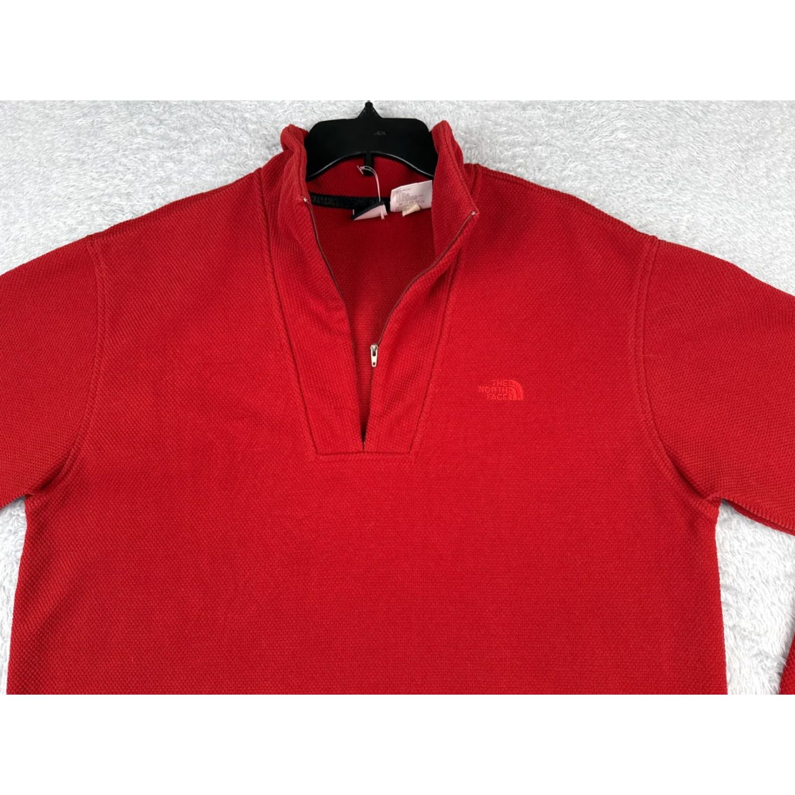 The North Face VINTAGE The North Face Sweater Men Large Red 1/4 Zip Pocket Mock Neck Poly READ Size US L / EU 52-54 / 3 - 4 Thumbnail