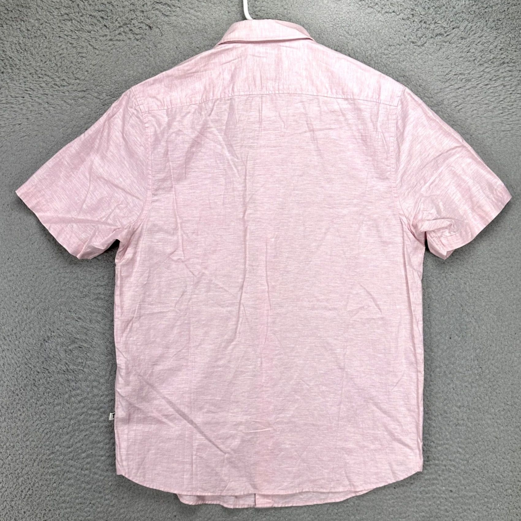 Ted Baker Ted Baker Shirt Mens Button Up Short Sleeve Light Pink Linen Blend 3 Small Cotton Fall Summer Casual Formal Travel Shirt Mens Size US S / EU 44-46 / 1 - 3 Thumbnail