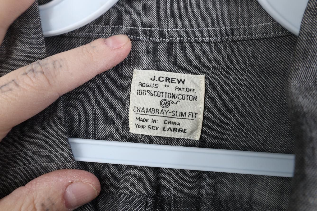 J.Crew J Crew Fit Chambray Collared Button Down Shirt Gray Cotton Size US L / EU 52-54 / 3 - 7 Thumbnail