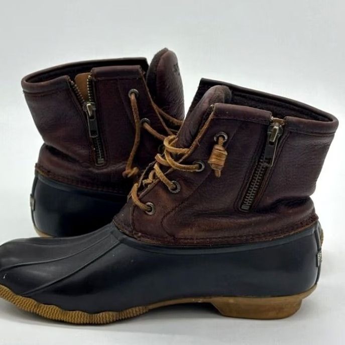 Sperry Sperry Saltwater Duck Boots Womens 9M Leather Waterproof Rubber Lace Up Ankle Bootie Brown Size US 9 / IT 39 - 4 Thumbnail