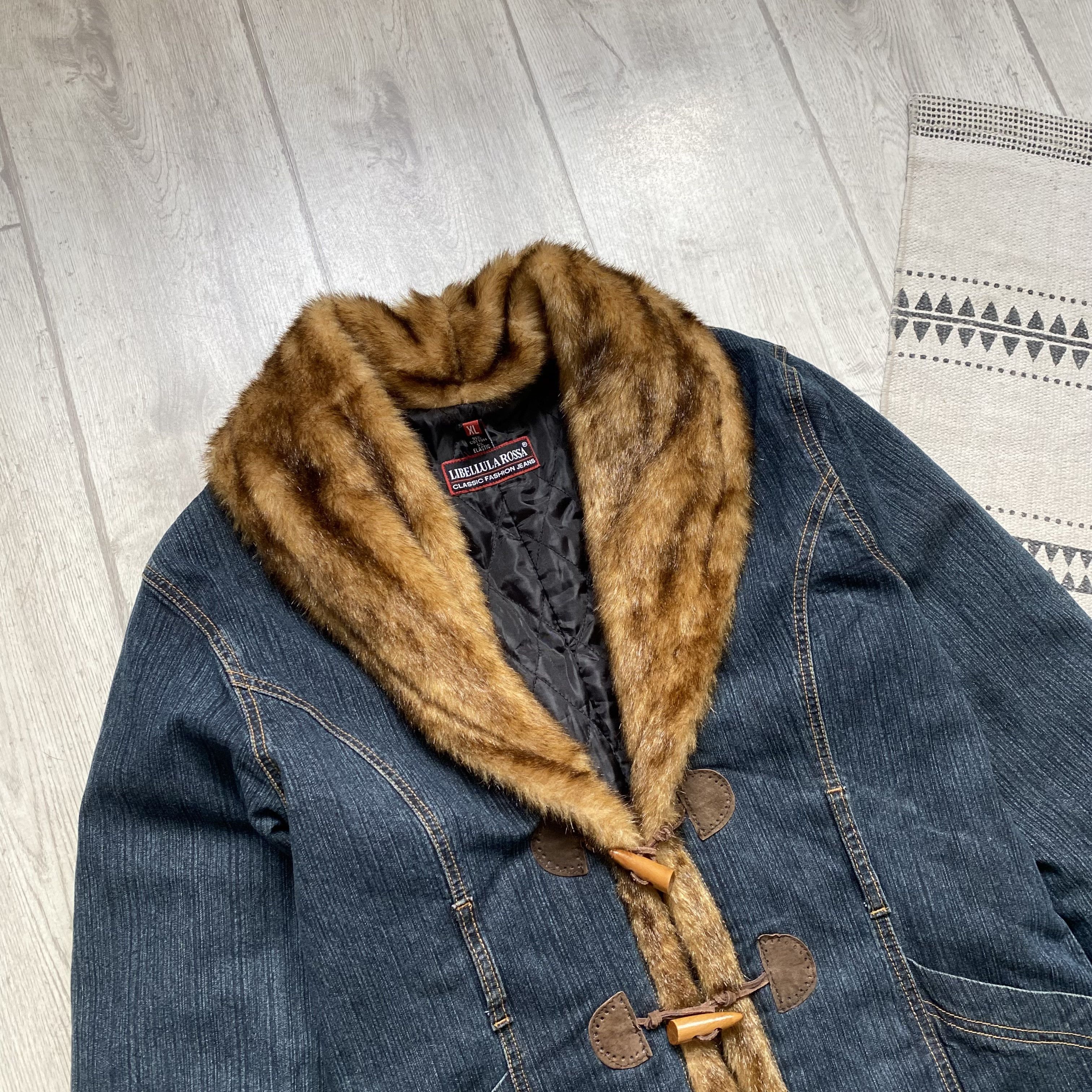 If Six Was Nine Vintage 90s Denim Faux fur coat Afgan Penny Lane Grunge Size L / US 10 / IT 46 - 3 Thumbnail