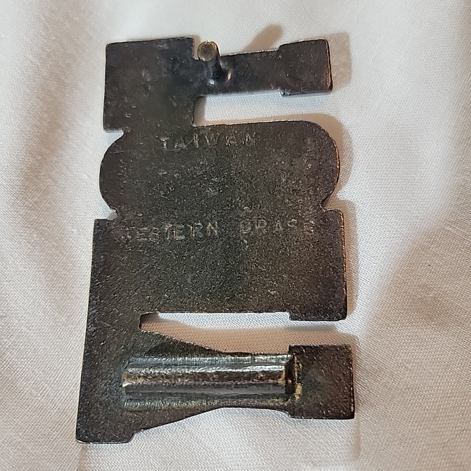 Other 70's Solid Brass 2 Tone Belt Buckle Taiwan TONY Missing Bale Size ONE SIZE - 3 Thumbnail