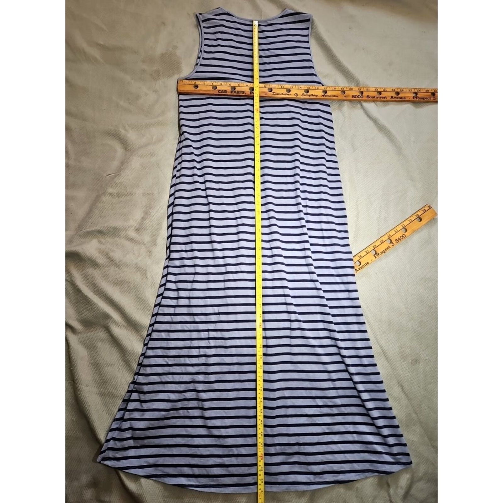 Soft Surroundings Soft Surroundings Sarina Dress Striped Midi Blue Pima Cotton Knit Sleeveless Round Neck Pullover Womens M Size M / US 6-8 / IT 42-44 - 7 Thumbnail