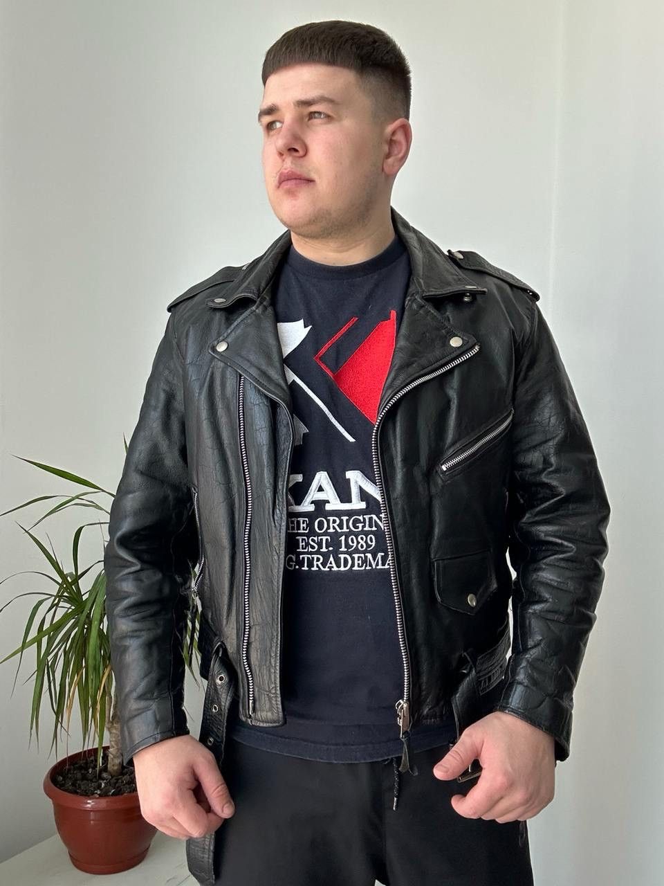 Genuine Leather × Vintage Vintage Japanese Black Leather Moto Distressed Jacket Size US S / EU 44-46 / 1 - 10 Thumbnail