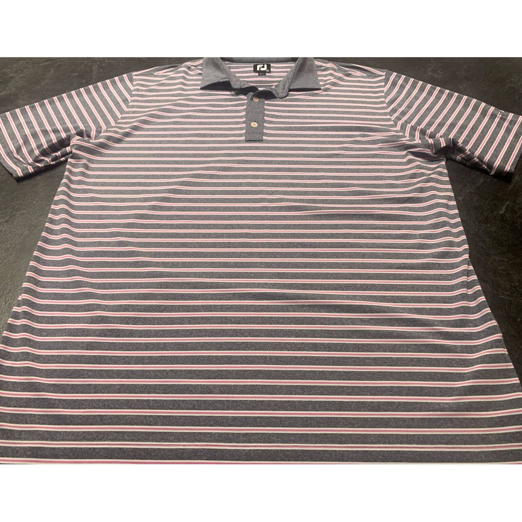 Footjoy FootJoy Mens Golf Polo Shirt Gray Striped 2XL Moisture Wicking Mens Size US XXL / EU 58 / 5 - 2 Thumbnail