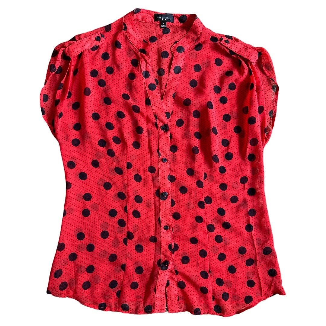 Other The Limited Red Polkat Printed V Neck Short Sleeve Top, S Size S / US 4 / IT 40 - 1 Thumbnail