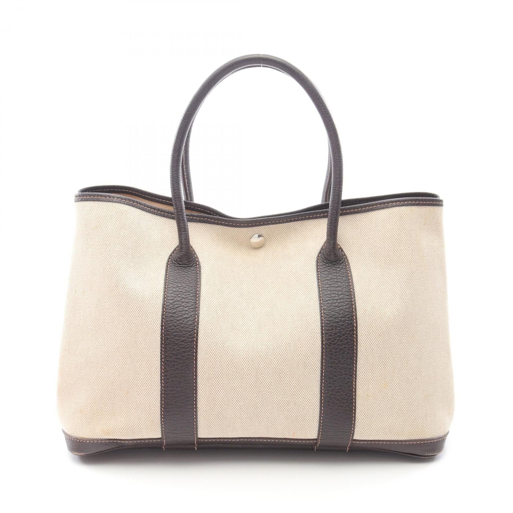 Hermes Hermes Garden Party Pm Handbag Tote Bag Toile Ash Leather Ivory Brown Silver Hardware □G Stamp Size ONE SIZE - 1 Thumbnail