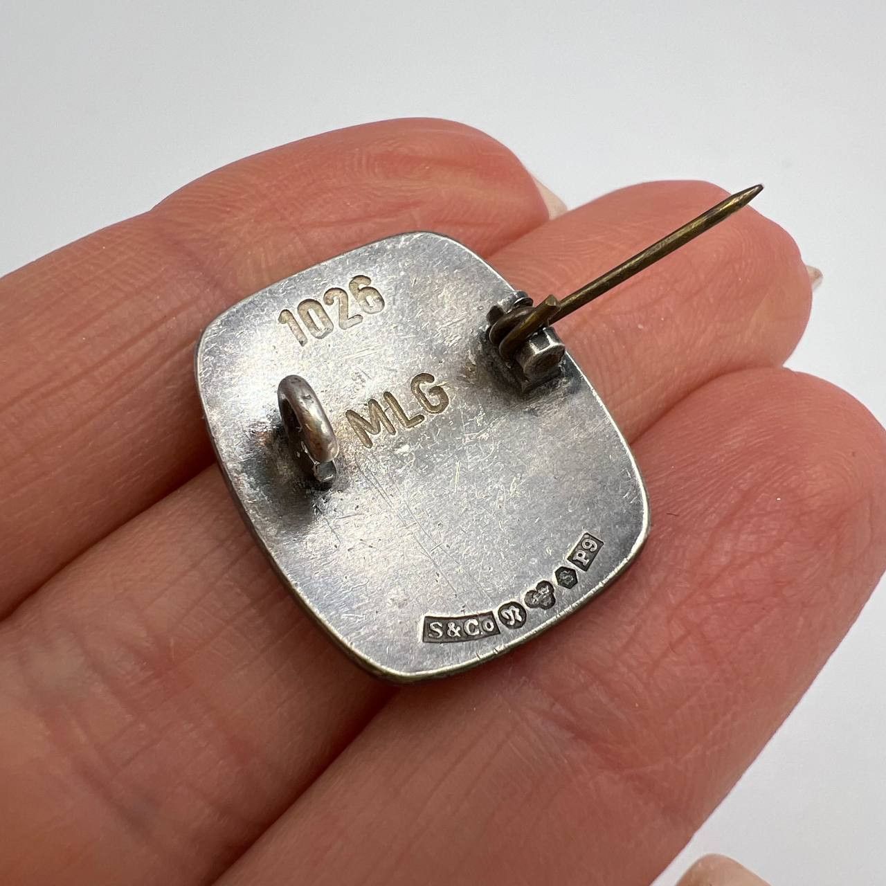 Vintage 1965 Silver Enamel Brooch LSF Sweden Medical Secretaries Size ONE SIZE - 2 Thumbnail