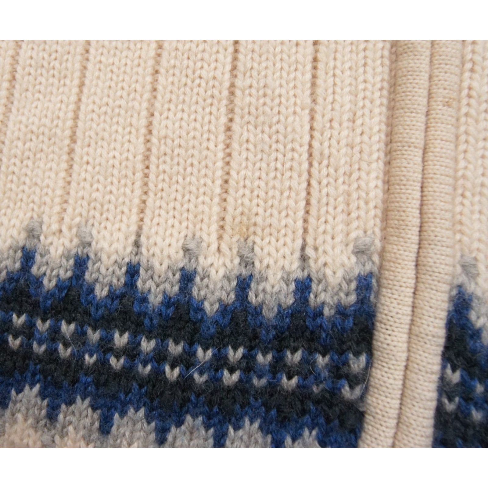 Lands' End VINTAGE Lands' End Wool Sweater Womens Medium Beige Full Zip Fair Isle Long Sleeve Mock Neck Size M / US 6-8 / IT 42-44 - 5 Thumbnail