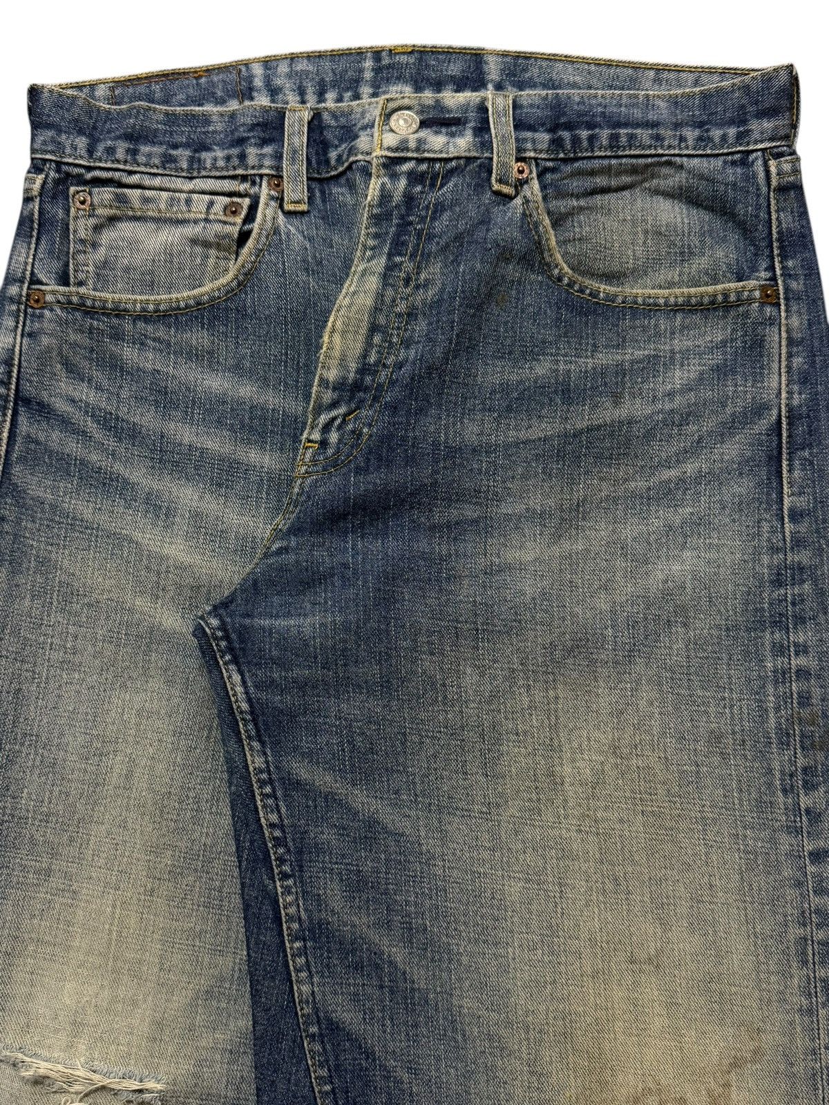 Levi's Vtg Levis 534 Blue Faded Mud Wash Distress Wide Leg Baggy Size US 32 / EU 48 - 3 Thumbnail