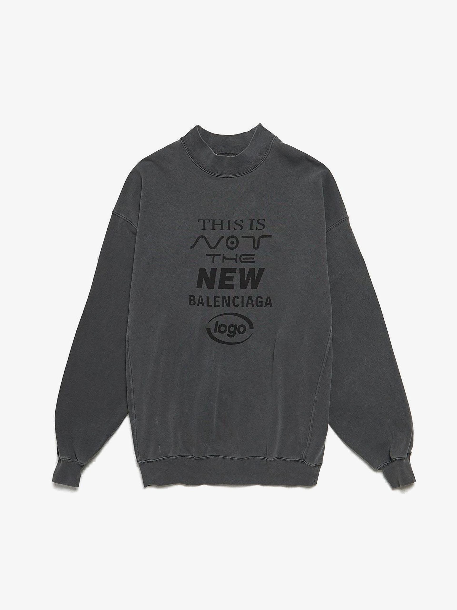 image of Balenciaga Gray Washed This Is Not Printed Cotton Sweatshirt in Grey, Men's (Size XS)