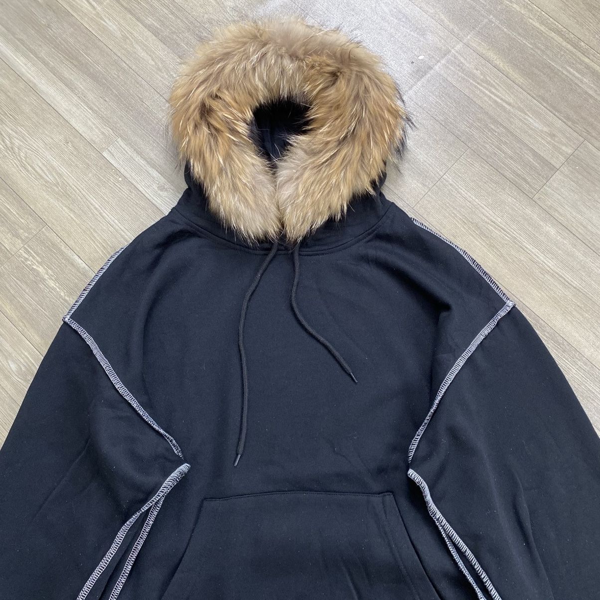 Japanese Brand 2000s Dazy Black Boxy Fit Kmrii Y2K Lgb Style Fur Hoodie Size US L / EU 52-54 / 3 - 4 Thumbnail