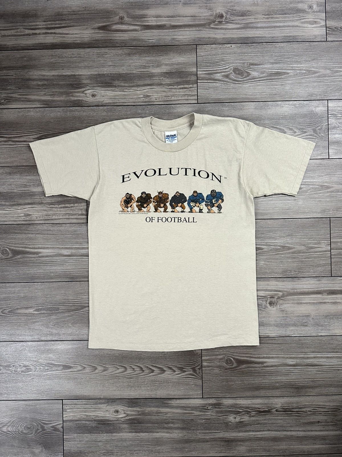 Gildan × Vintage Vintage Evolution Of Football T Shirt Size US L / EU 52-54 / 3 - 1 Thumbnail
