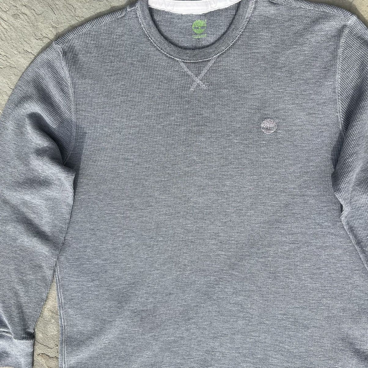 Timberland Y2K Garment Dyed Grey Waffle Knit Thermal Size US XL / EU 56 / 4 - 4 Thumbnail