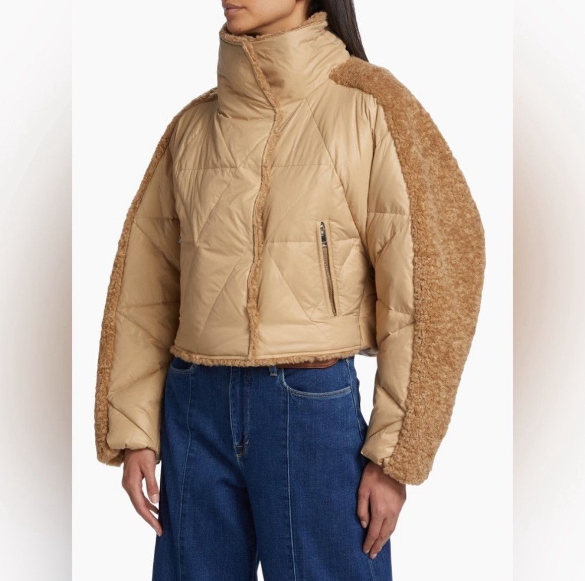 LAMARQUE LAMARQUE Sharon Mix Media Down Puffer Jacket in Caramel/ LRG Size L / US 10 / IT 46 - 2 Thumbnail