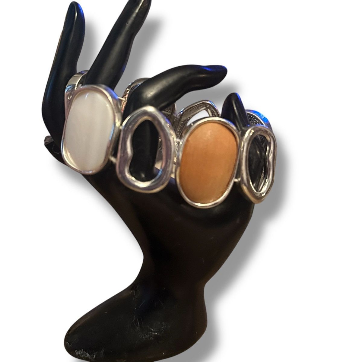 Other Silver tone oval link mother of pearl &wood stretch bracelet Size ONE SIZE - 3 Thumbnail