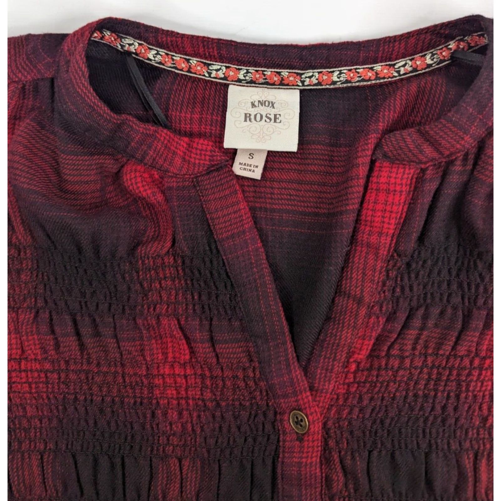 Vintage Knox Rose Dress Women Small Red Plaid Tunic Smocked Boho Chic Relaxed Fit Kn ox Rose"} Size S / US 4 / IT 40 - 7 Thumbnail