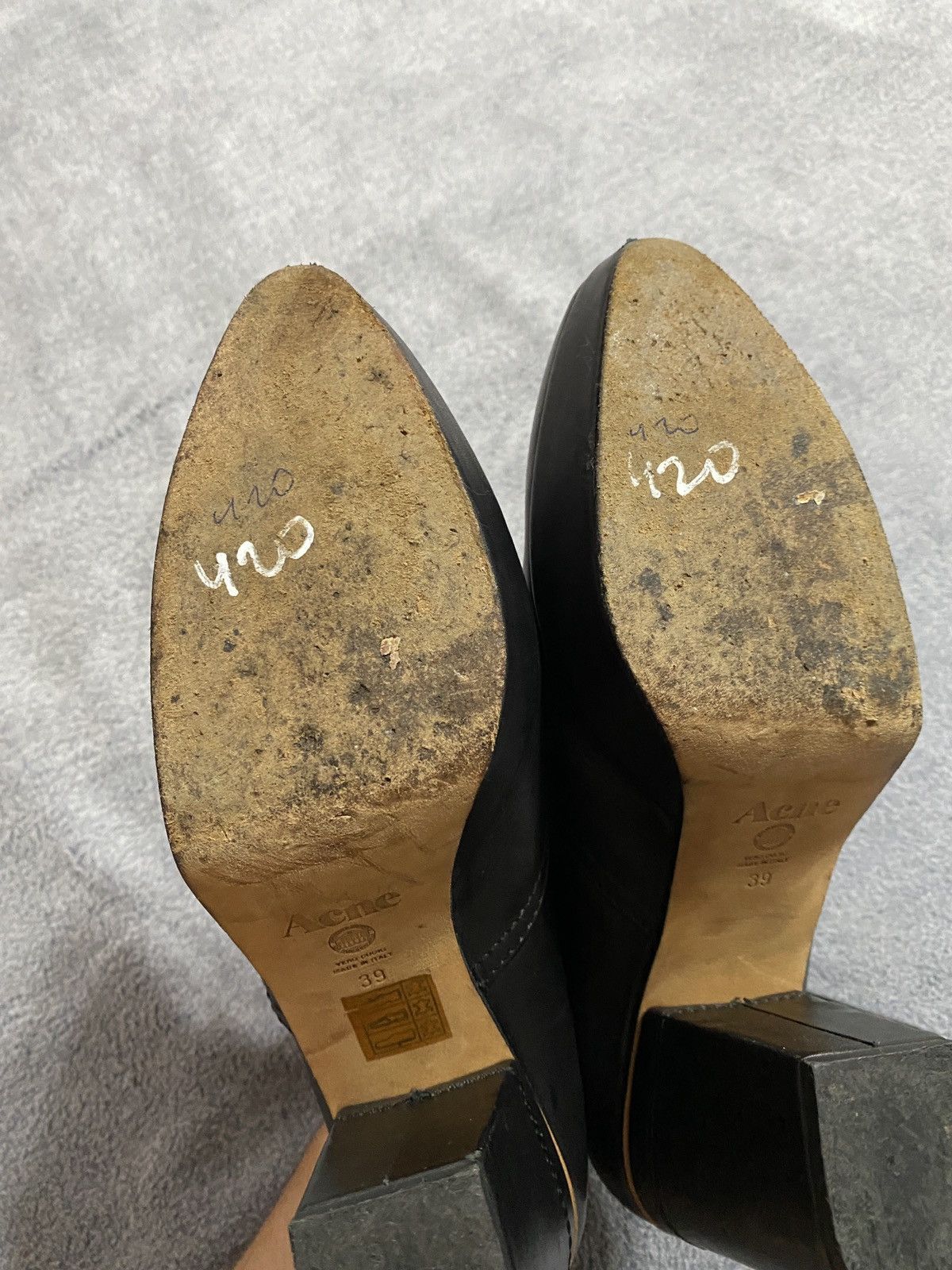 Acne Studios Vintage Black Leather Platform Ankle Boots Y2k