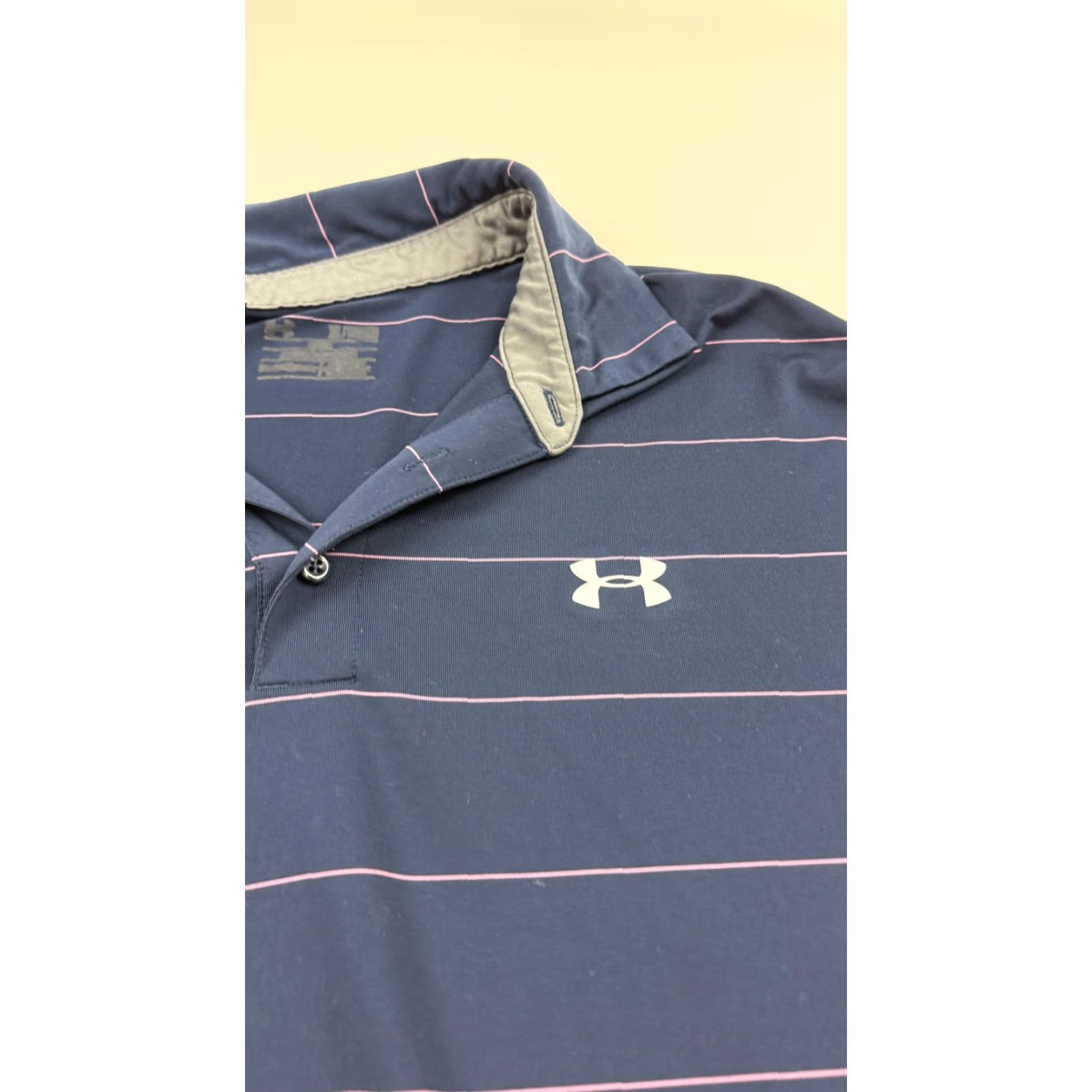 Under Armour Under Armour Polo Shirt Mens XL Navy Blue Pink Stripe Golf Performance Shirt Size US XL / EU 56 / 4 - 3 Thumbnail