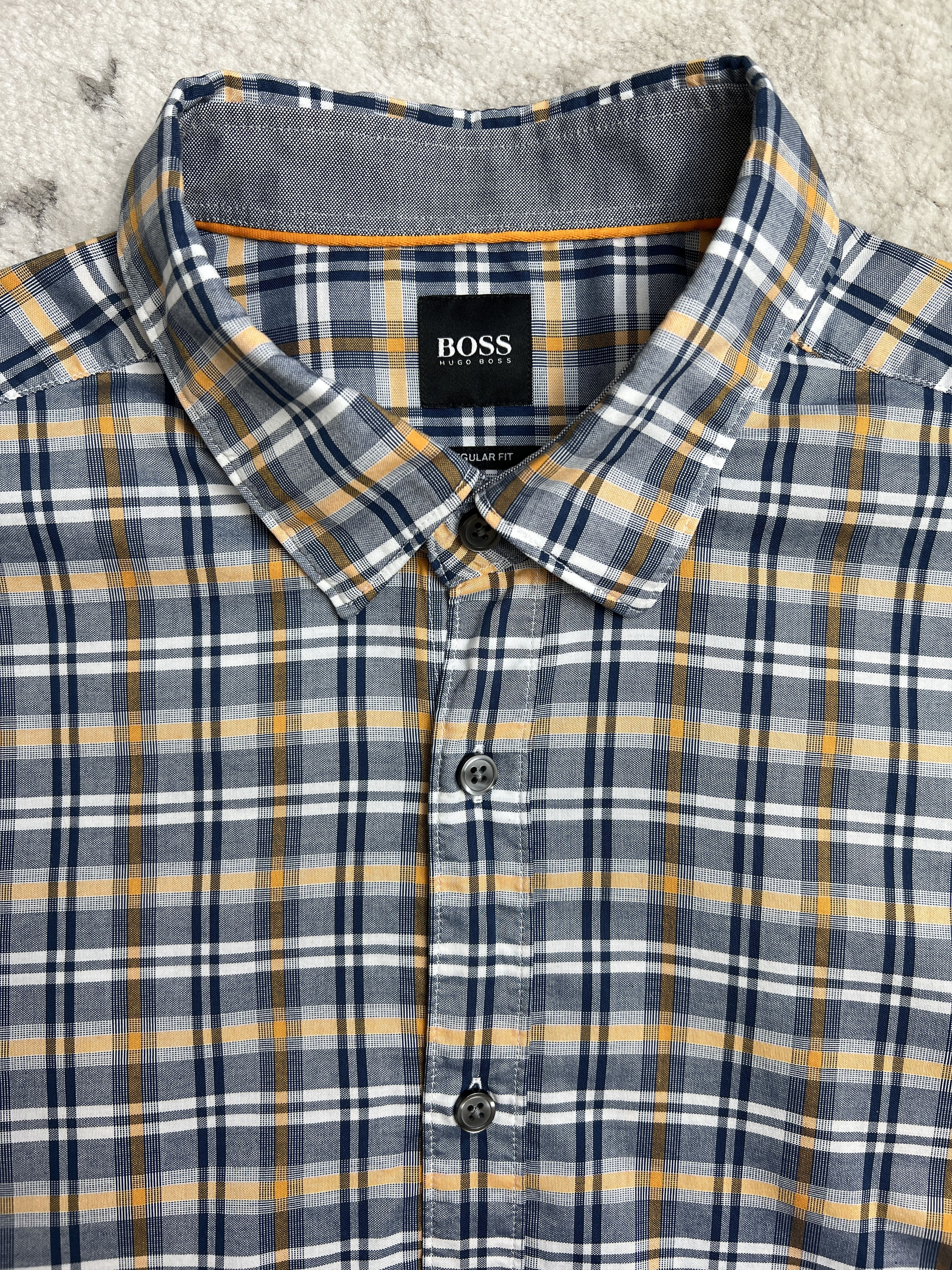 Hugo Boss Hugo Boss Regular Fit Checked Shirt – Blue/Orange – Size L Size US L / EU 52-54 / 3 - 12 Thumbnail