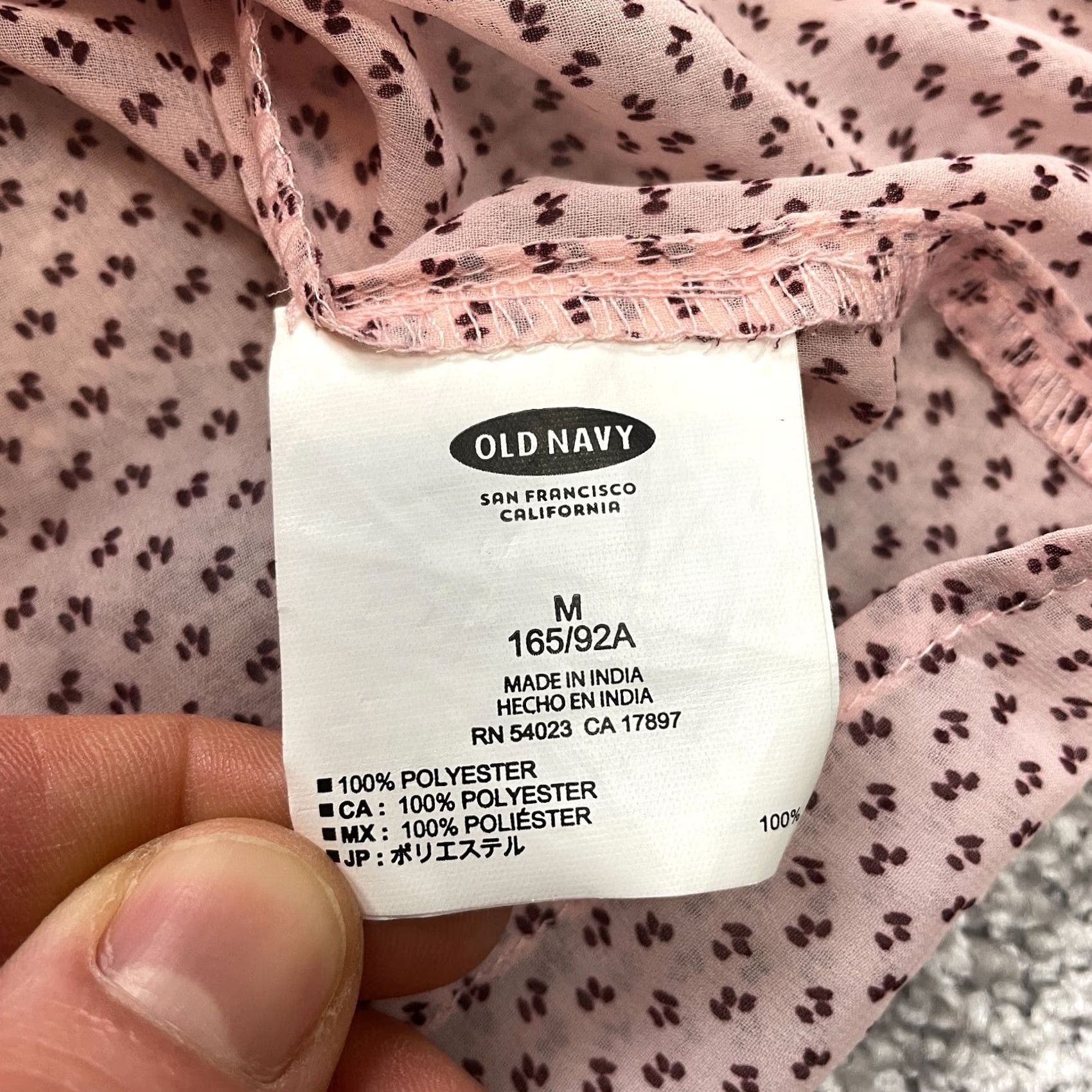 Old Navy Old Navy Blouse Shirt Womens Medium Pink Floral Button Up V-Neck Peasant Long Sleeve Shirt, Polyester Chiffon, Casual Size M / US 6-8 / IT 42-44 - 7 Thumbnail