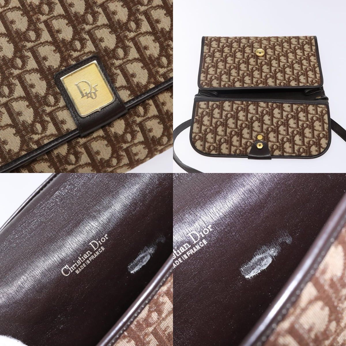 Dior DIOR Trotter Canvas Shoulder Bag Brown Gold Size ONE SIZE - 11 Thumbnail