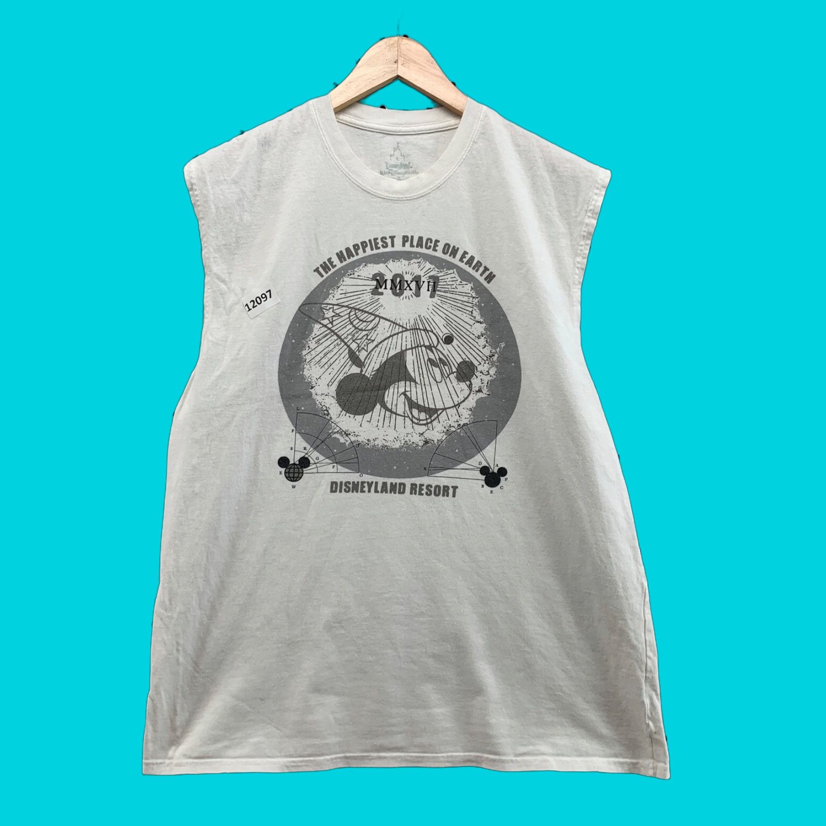 Disney VINTAGE Disney Unisex Adult T-Shirt Large White Sleeveless DisneyLand 2011 The Happiest Place On Earth 2010s Size US L / EU 52-54 / 3 - 1 Thumbnail